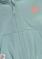 George Teal Frill Sleeve Heart Embroidery Zip Hoodie