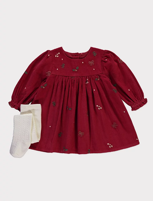George Embroidery Dress and leggings Outfit