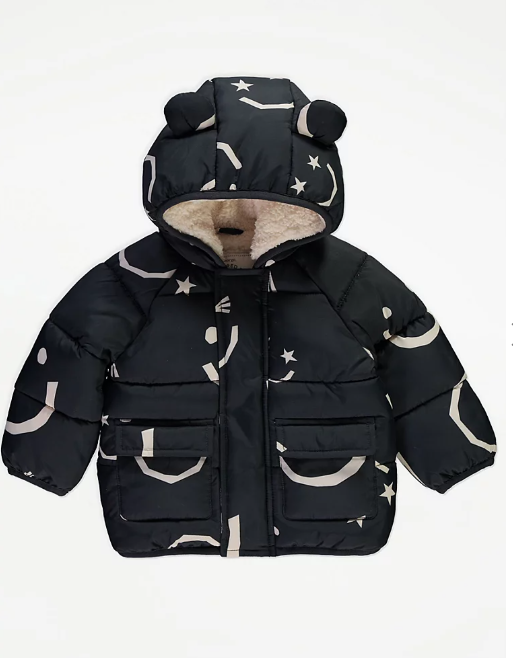 George Smile Print Hooded Coat