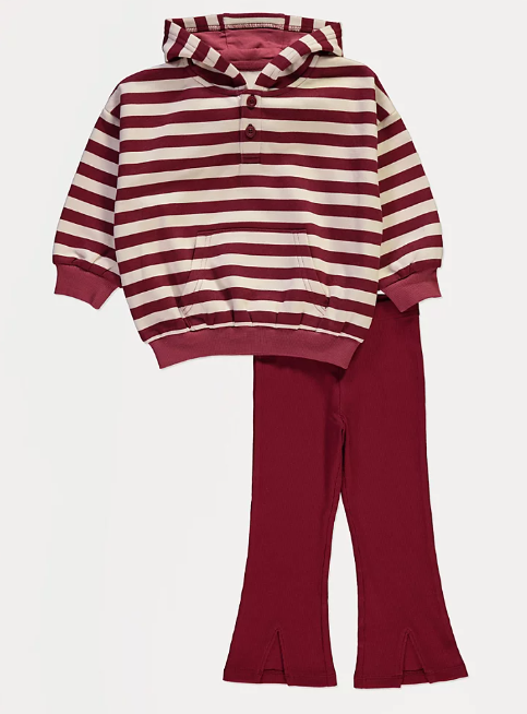 George Striped Hoodie with Flared Trouser Set