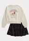 George "Free Spirit" Sweatshirt and Checked Skirt Outfit