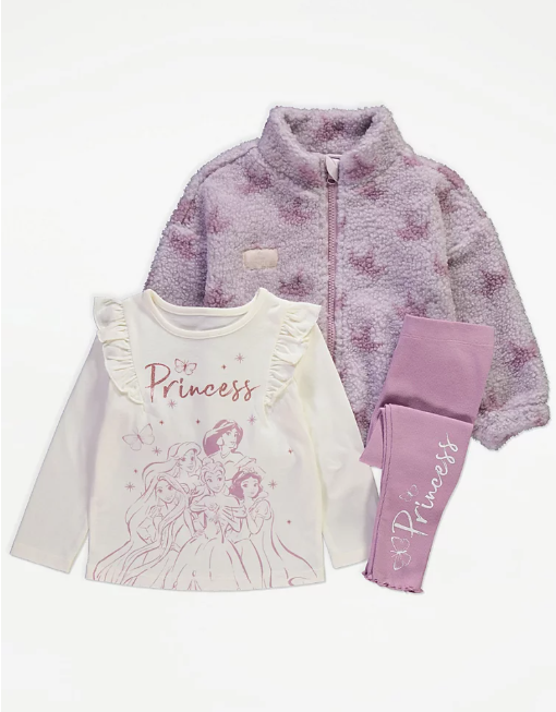 George 3Pc “Princess" Lilac Borg Jacket  & Tights Set