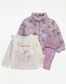 George 3Pc “Princess" Lilac Borg Jacket  & Tights Set