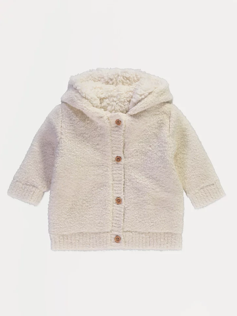 George Borg Fleece Lined Hooded Textured Cardigan