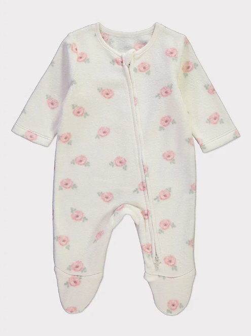 George Floral Zip Through Fleeced Sleepsuit