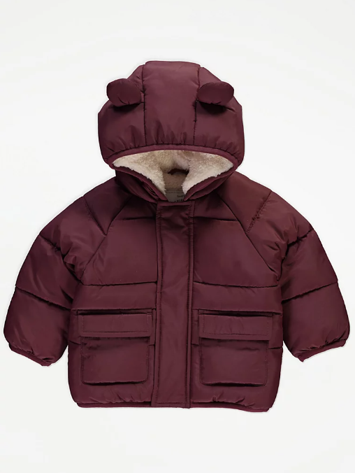 George Padded Fleece Lined 3D Ear Hooded Coat