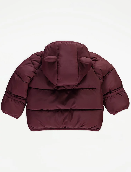 George Padded Fleece Lined 3D Ear Hooded Coat