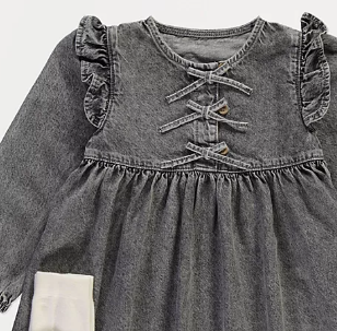 George Denim Bow front Dress and leggings Outfit