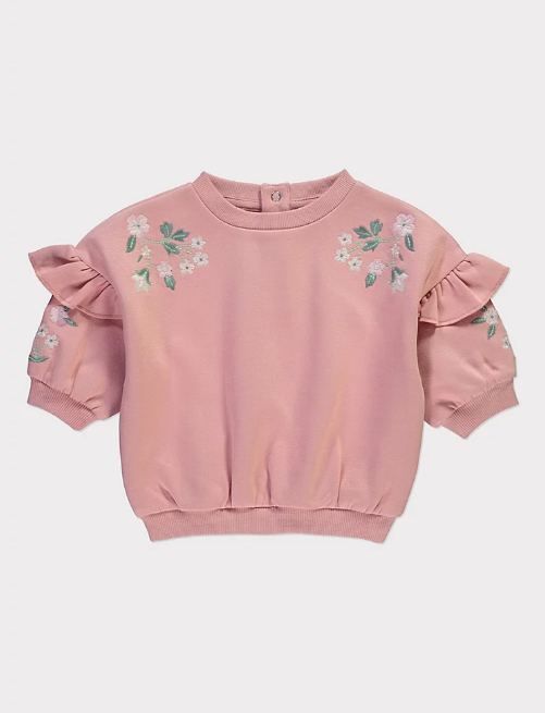 George Floral Embroidered Ruffle Sweatshirt