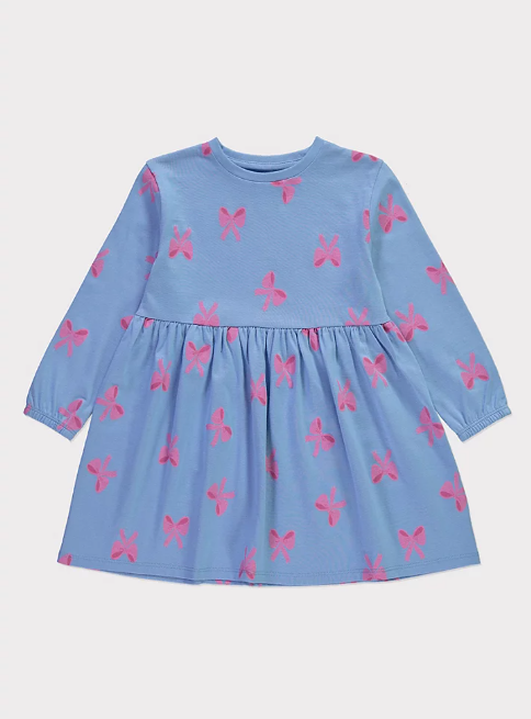 George Bow Print Long Sleeve Dress