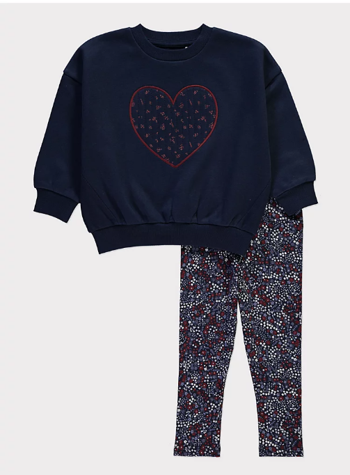 George Heart Floral Sweatshirt & Trouser Set