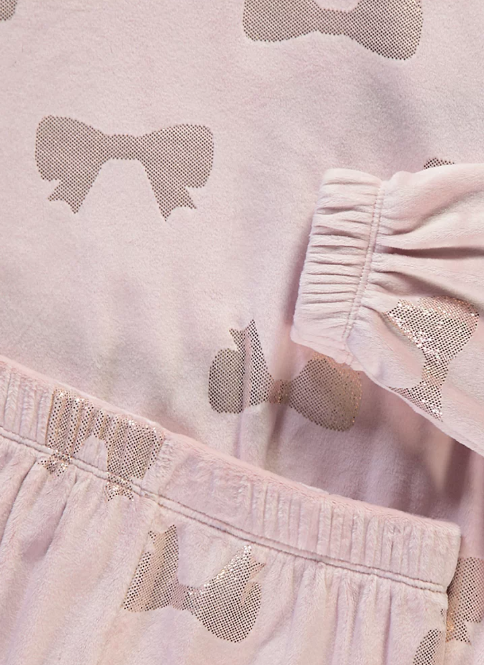 George Blush Foil Bow Velour Shirt & Trouser Set