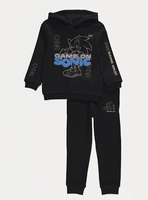 George Sonic Graphic Slogan Hoodie & Trouser Set