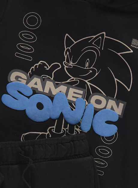 George Sonic Graphic Slogan Hoodie & Trouser Set