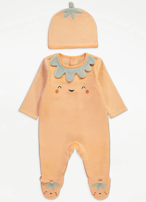 George Pumpkin Fleece Sleepsuit with Hat