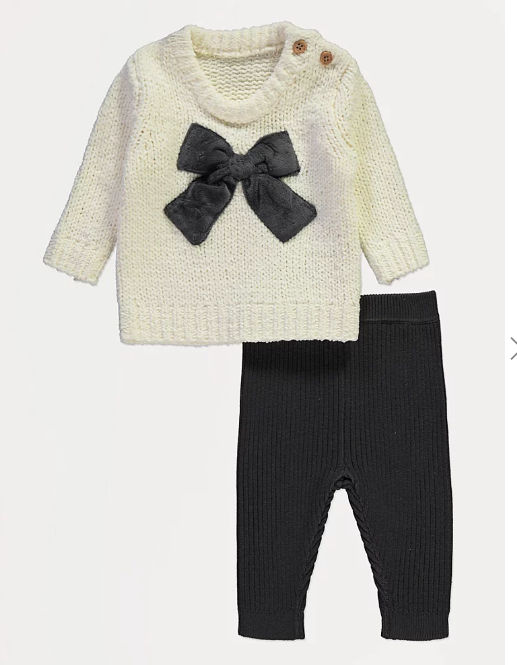 George Knitted Bow Jumper & Trouser Set