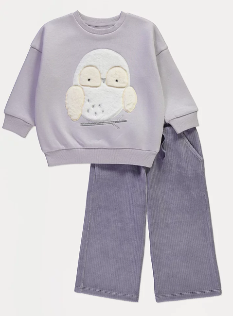 George Owl Graphic Sweat Shirt with Trouser Set