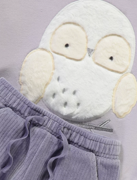 George Owl Graphic Sweat Shirt with Trouser Set