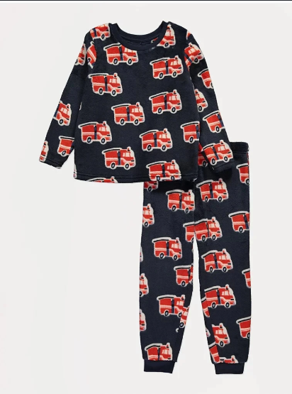 George Fire Truck Fleece Shirt and Trouser Set
