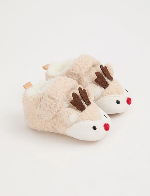 George Reindeer Fleece Lined Slipper Booties