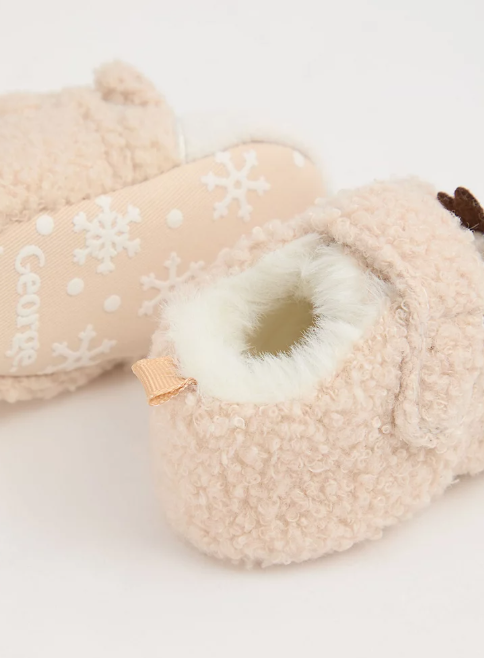 George Reindeer Fleece Lined Slipper Booties