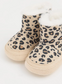 George Leopard Print Faux Fur Lined Slipper Booties