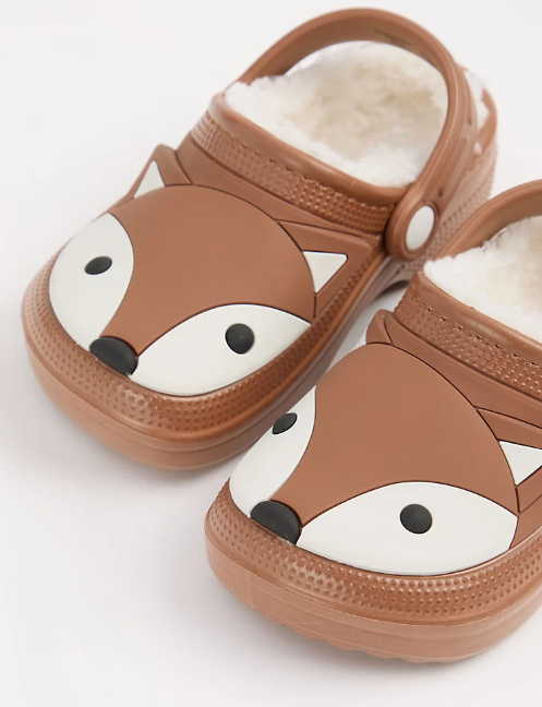 George Tan Fox Faux Fur Lined Clogs