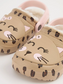 George Tan Cat Faux Fur Trim Clogs