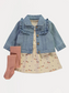George Dress with Denim Jacket and leggings