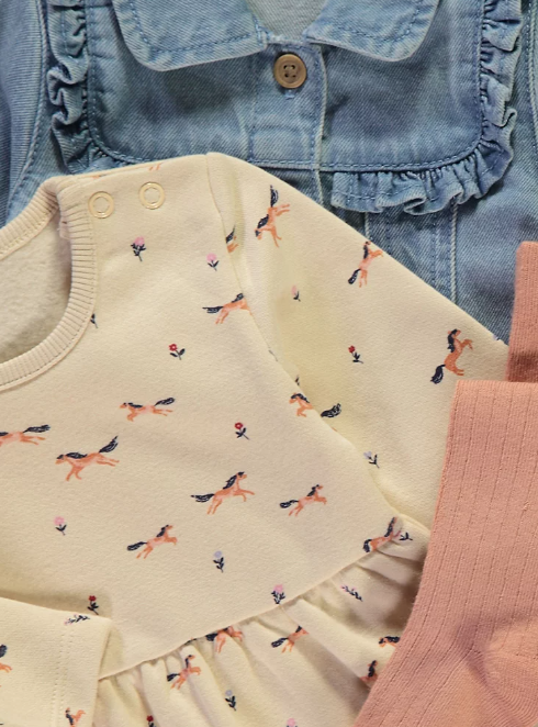 George Dress with Denim Jacket and leggings
