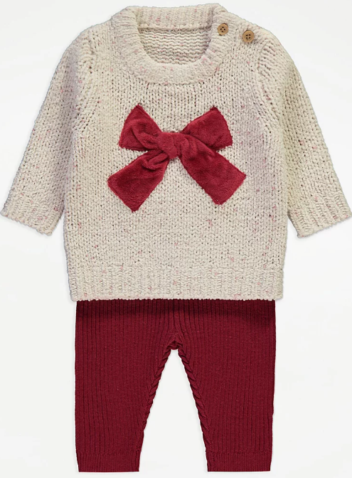 George  Bow Chunky Knitted Jumper & Trouser Set