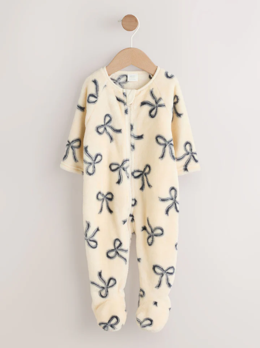 Next Bow Print Fleece Sleepsuit