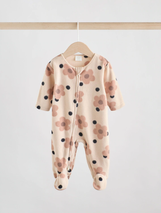 Next Flower Print Fleece Sleepsuit