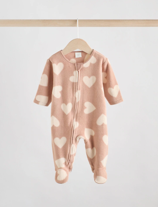 Next Heart Print Fleece Sleepsuit