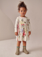 Next Flower Print Ribbed Frock