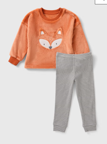 Matalan Fox Face Velour Shirt and Trouser Set