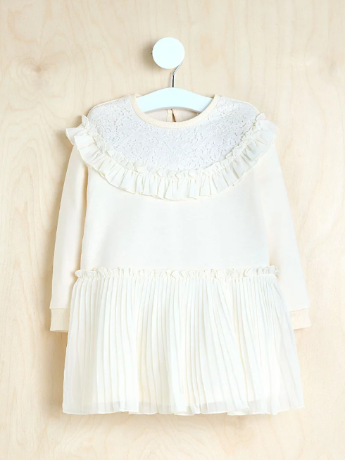 George Lace Panel Frill Sweatshirt Dress