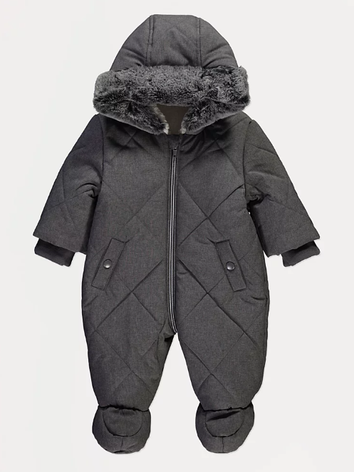 George Padded Faux Fur Hooded Snowsuit