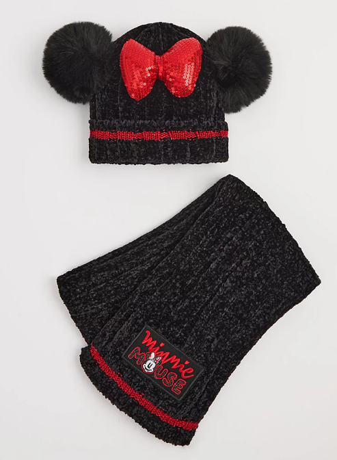 George Disney Minnie Mouse Knitted Bow Hat and Scarf Set