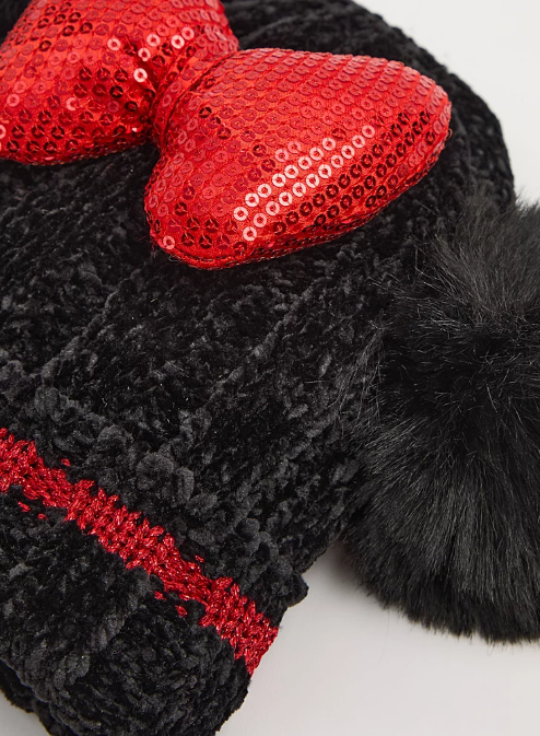 George Disney Minnie Mouse Knitted Bow Hat and Scarf Set