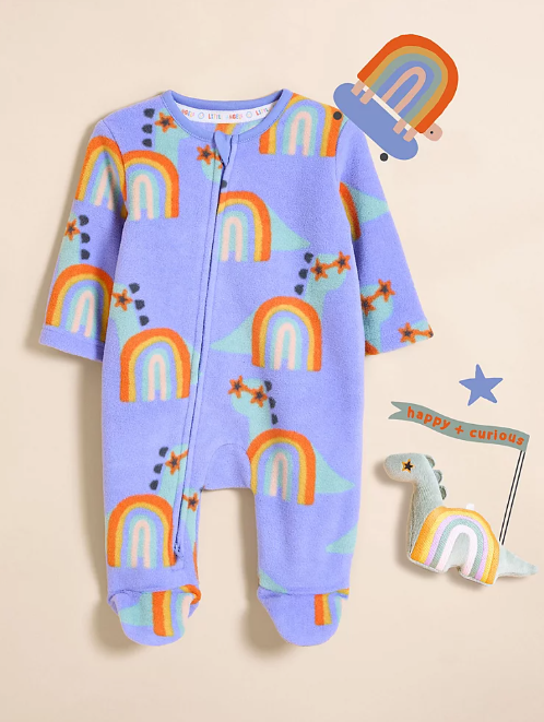George Rainbow Dinosaur Fleece Sleepsuit and Toy Set