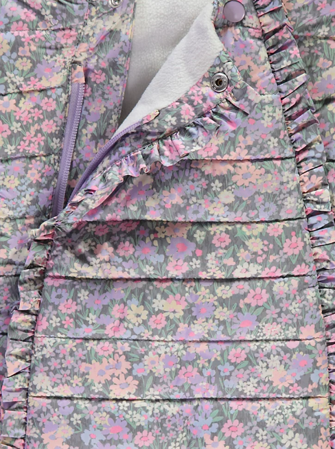 George Lilac Floral Frill Hooded Pramsuit