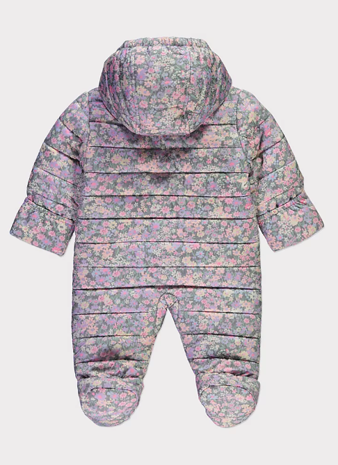 George Lilac Floral Frill Hooded Pramsuit