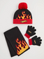 George Hot Wheels Black Hat Scarf and Gloves Knitted Set