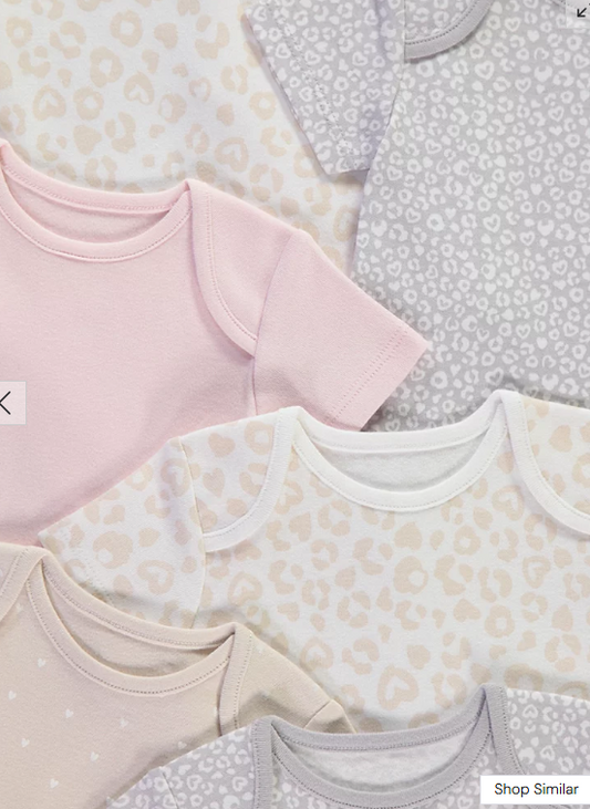 George pack of 7 Leopards print Bodysuits