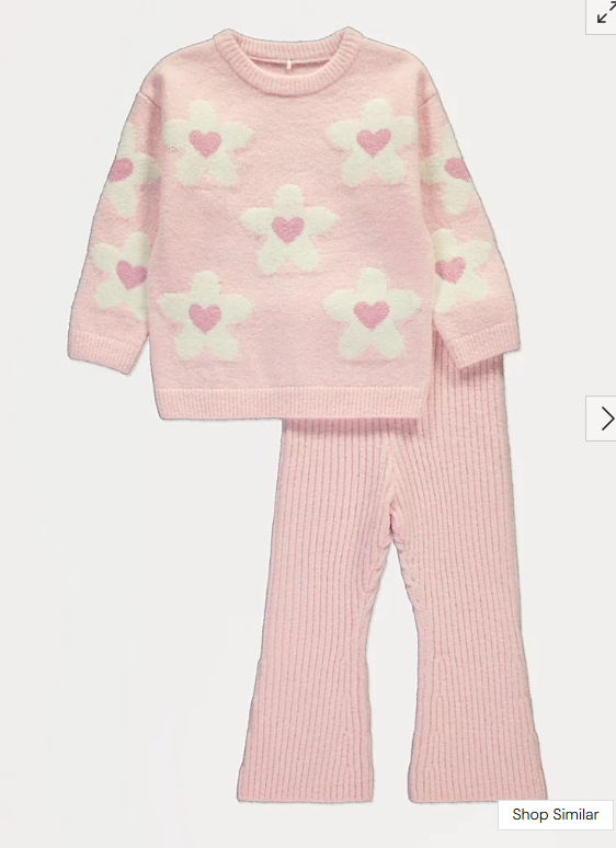 George Flower Heart print Knitted Jumper and Trouser Set