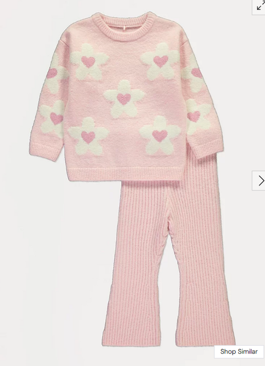 George Flower Heart print Knitted Jumper and Trouser Set