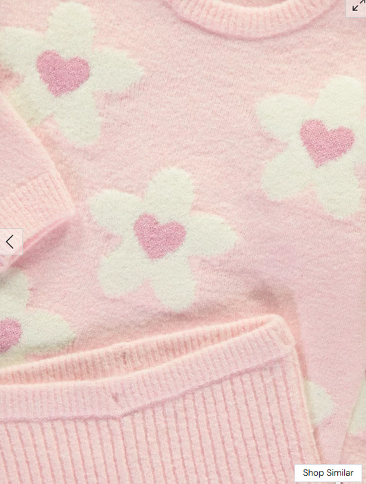 George Flower Heart print Knitted Jumper and Trouser Set