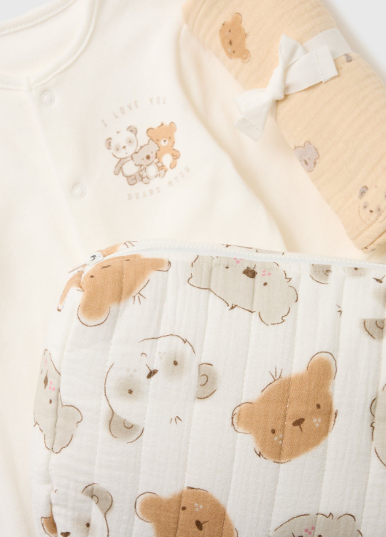 Matalan 3pc Baby Bear Sleepsuit Gift Set