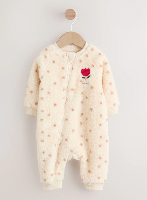 Next Sherpa Embroidered Tulip Sleepsuit